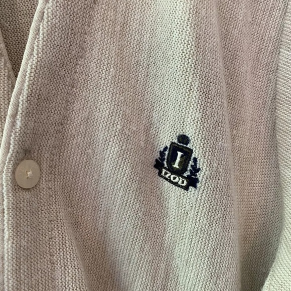 Vintage 80s Light Beige Button Down Grandpa Cardigan Sweater by Izod size M - Picture 3 of 7